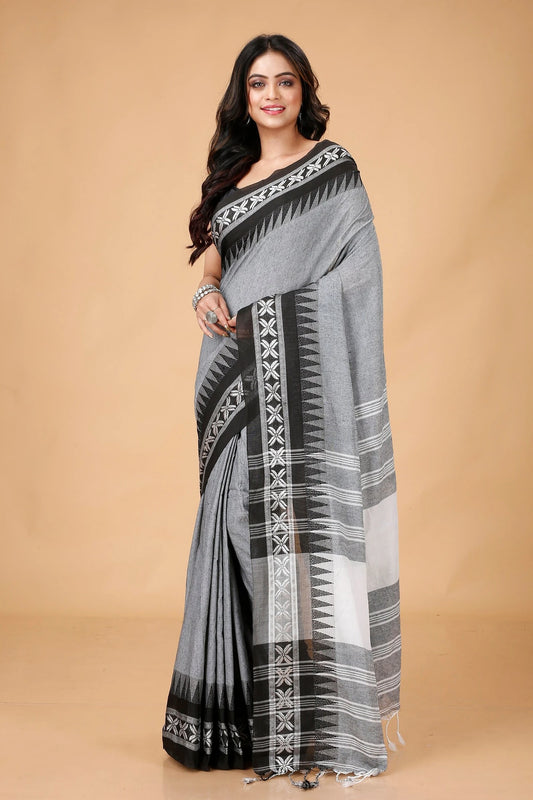 Gray colour cotton saree